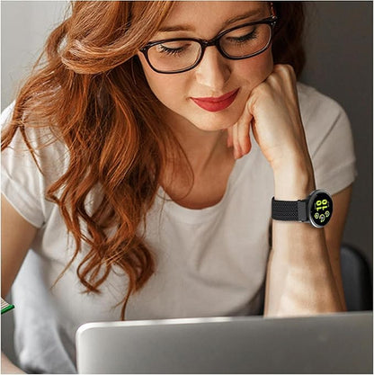 FINTIE Magnetic Braided Band Compatible with Garmin Vivoactive 5/6/Vivoactive 3, Garmin Venu/Venu Sq/Sq 2/Forerunner 55/165/645/245 Music, 20mm Stretchy Nylon Elastic Sport Strap, Black