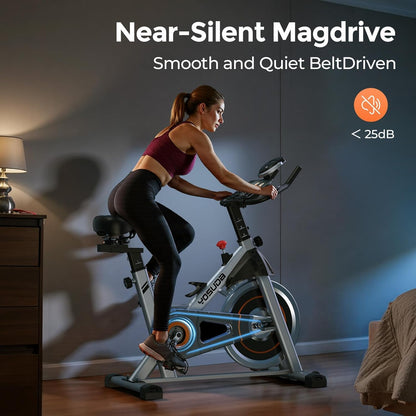 YOSUDA Exercise Bike, Brake Pad Stationary Bike for Home with Exclusive App, Magnetic Indoor