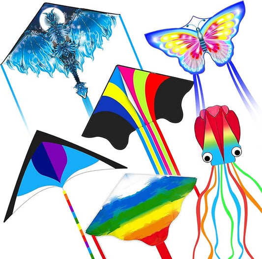 Kites for Kids & Adults, Beach Kites Set for Beginners, Easy to Fly Large Kites Pack for Boys and