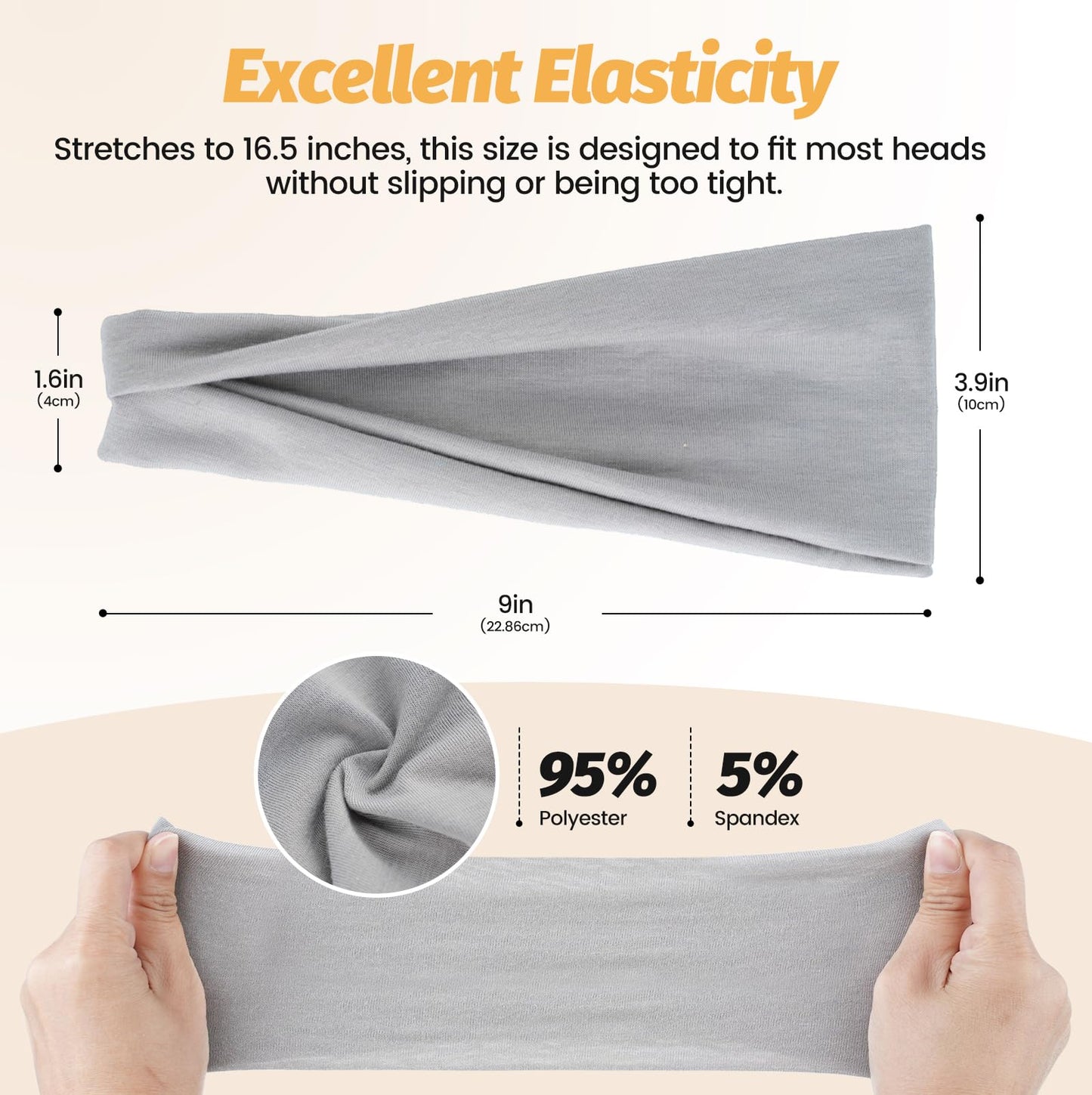 HSEM Headbands for Women, Wide Thick Workout Non Slip Hair Bands for Sports