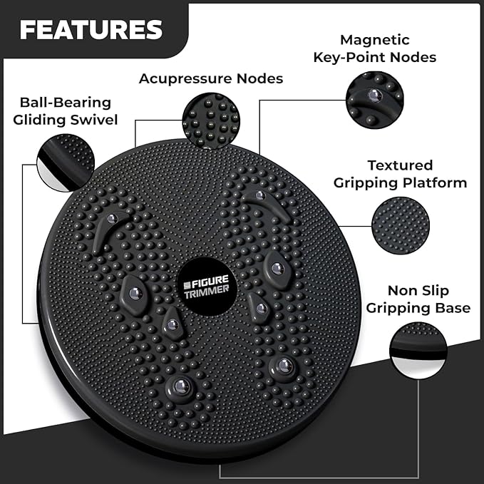 Daiwa Felicity Figure Trimmer Ab Twister Board - Waist Twister Machine for Core & Abs Exercise - Waist Twisting Fitness Tool, Dizzy Disc Twist Board for Slimming Workout with 8 Magnets Reflexology