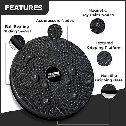 Daiwa Felicity Figure Trimmer Ab Twister Board - Waist Twister Machine for Core & Abs Exercise - Waist Twisting Fitness Tool, Dizzy Disc Twist Board for Slimming Workout with 8 Magnets Reflexology