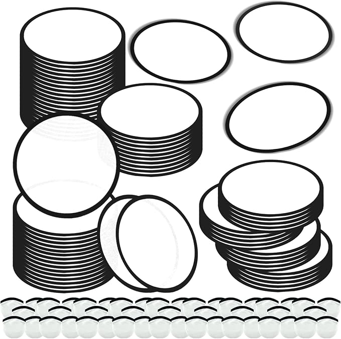 100PCS Foldable Flying Disc Fans with Bags, 9.8'' DIY Handheld Black Egde Fabric Folding Fan for Outdoor Game Activities Birthday Party Favors Gifts, White