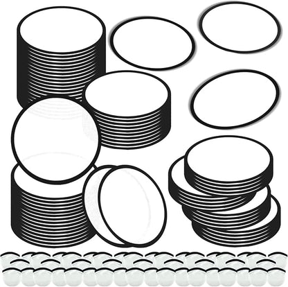 100PCS Foldable Flying Disc Fans with Bags, 9.8'' DIY Handheld Black Egde Fabric Folding Fan for Outdoor Game Activities Birthday Party Favors Gifts, White