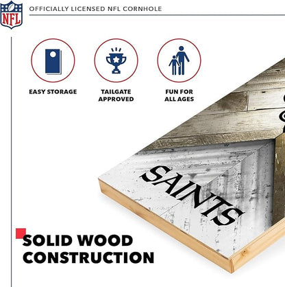 NFL Football 2' x 4' Regulation Size Solid Wood Cornhole Set with Direct Print HD Team Graphics Great Gift for Any Football Fan! Bean Bag Toss Family Outdoor Game