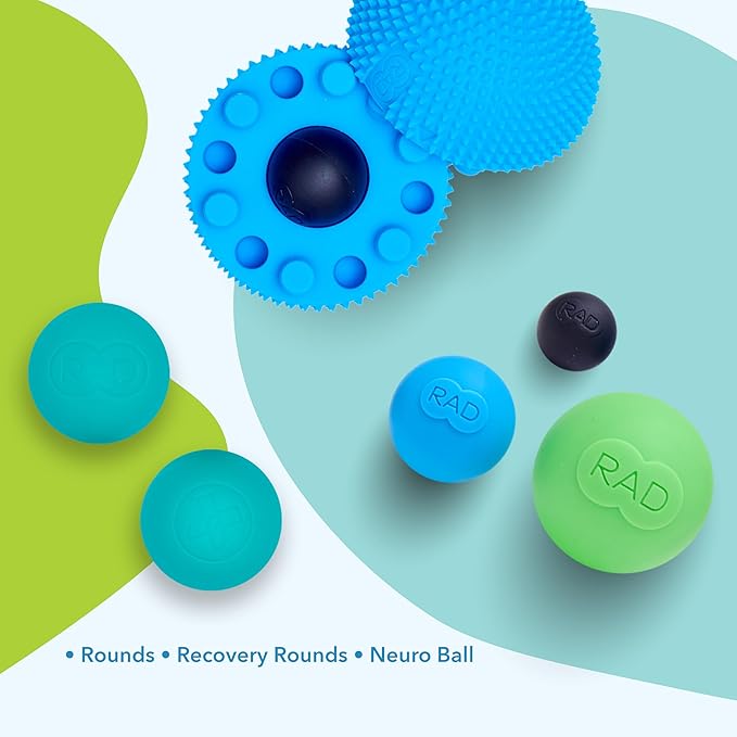 RAD Baller Bundle ??Myofascial Release Balls for Full Body Mobility & Recovery, Trigger Point Relief ??Includes Rounds (Set of 3), Recovery Rounds (Set of 2), and Neuro Ball Foot Roller