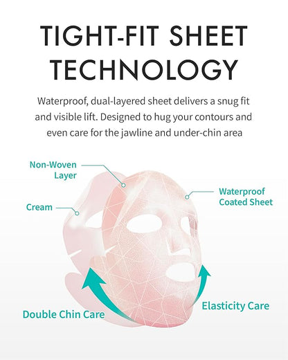 REJURAN® Perfect V Tighter Dual-Sheet Lifting Sheet Mask, c-PDRN® (4ea) ??Face & Jawline Lifting and Firming Original PDRN & Purecolla, Deep Moisturizing, Skin Tightening Anti-Aging Korean Skin Care