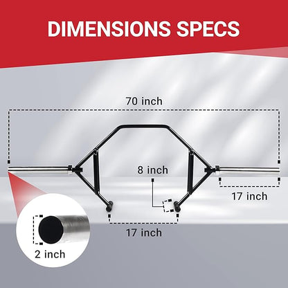 Olympic 2-Inch Hex Weight Lifting Trap Bar with Long and Rotating Sleeves, 500-Pound Capacity, Open and Close Design