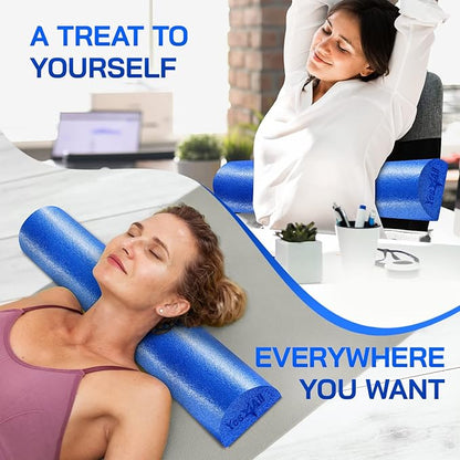 Yes4All Medium Firm Half Foam Rollers for Post-Workout Relaxation, 12/18/24/36 inch PE Foam Roll for Back Massage & Yoga Exercise