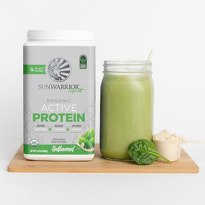 Sunwarrior Organic Plant Based Protein Powder | Vegan Organic Protein Powder with BCAA Amino Acids Plus Recovery Minerals & Botanicals | Non-GMO Soy Dairy & Gluten Free (Unflavored, 20 Servings)