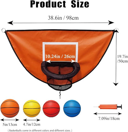 Trampoline Basketball Hoop, with Pump and 4 Mini Balls, Easy to Install, Universal Trampoline Accessories, Trampolines Basketball for Dunking