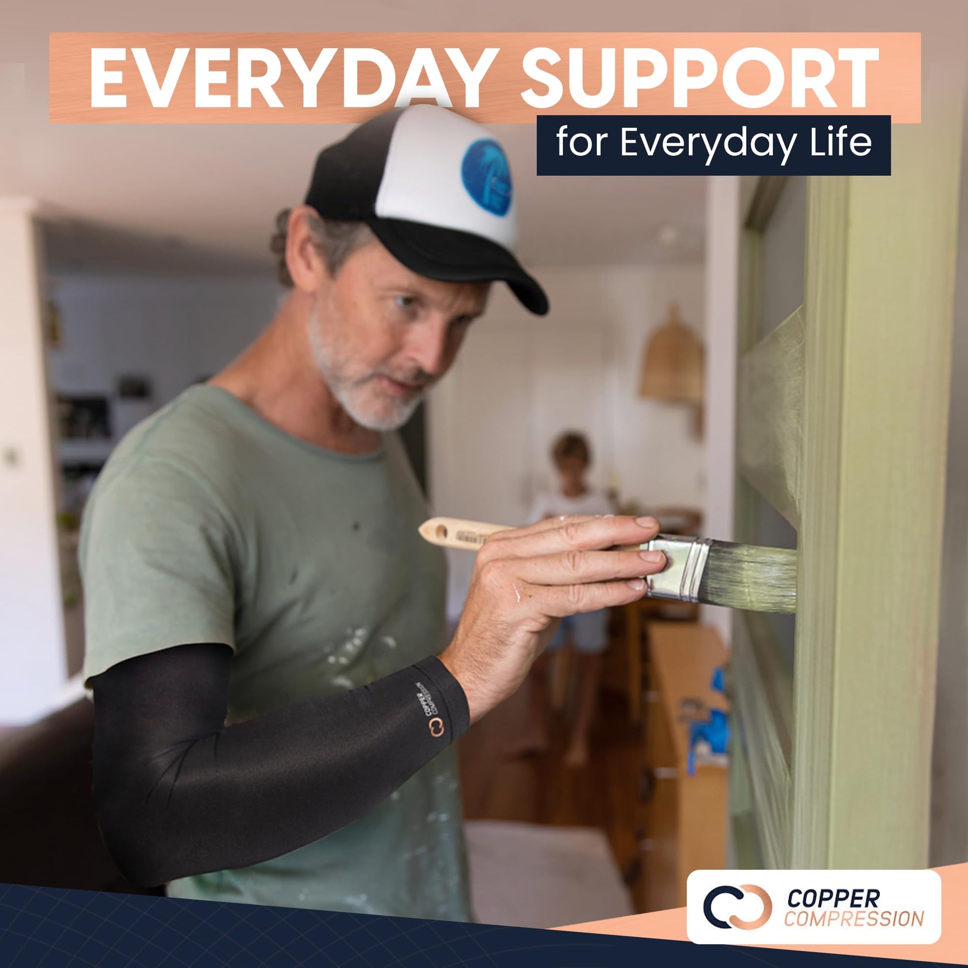 Copper Compression Arm Sleeve - Copper Infused Full Arm Brace for Forearm, Bicep, Triceps - Tennis