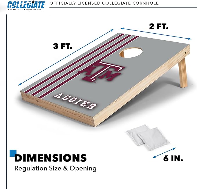 2' x 3' Solid Wood Cornhole Set with Direct Print HD Team Graphics – Great Gift for Any NCAA Fan! Bean Bag Toss Family Outdoor Games