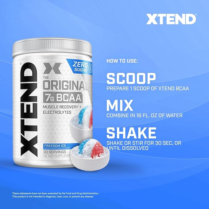 Xtend XTEND Original BCAA Powder 7g BCAA and 2.5g L-Glutamine, Sugar Free Post Workout Muscle Recovery Drink with Amino Acids for Men & Women, 30 Servings