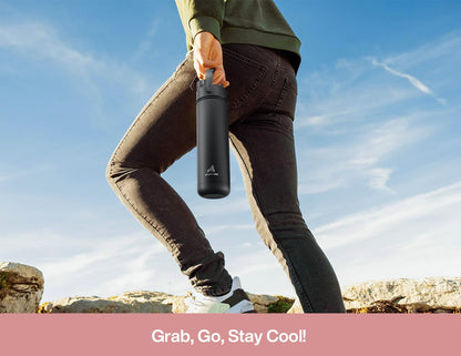 POWCAN 26 oz Insulated Water Bottle with 2-in-1 Straw and Spout Lid, Keep Cold 24H, Leak-Proof