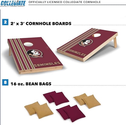2' x 3' Solid Wood Cornhole Set with Direct Print HD Team Graphics – Great Gift for Any NCAA Fan! Bean Bag Toss Family Outdoor Games