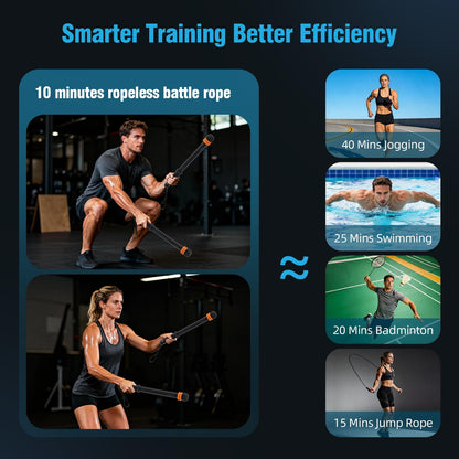 2 PCS Weighted Cordless Battle Ropes - Adjustable Resistance and Portable Ropeless Battle Ropes