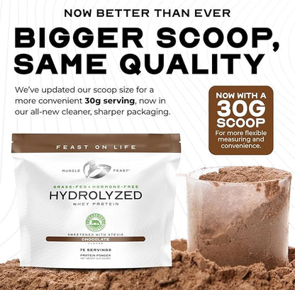 Muscle Feast Hydrolyzed Whey Protein Powder, Grass Fed and All Natural Hormone-Free, Hydro Whey Powder for Men and Women, Gluten Free, Non-GMO, Delicious Hydrolyzed Protein Powder, Vanilla, 5lb