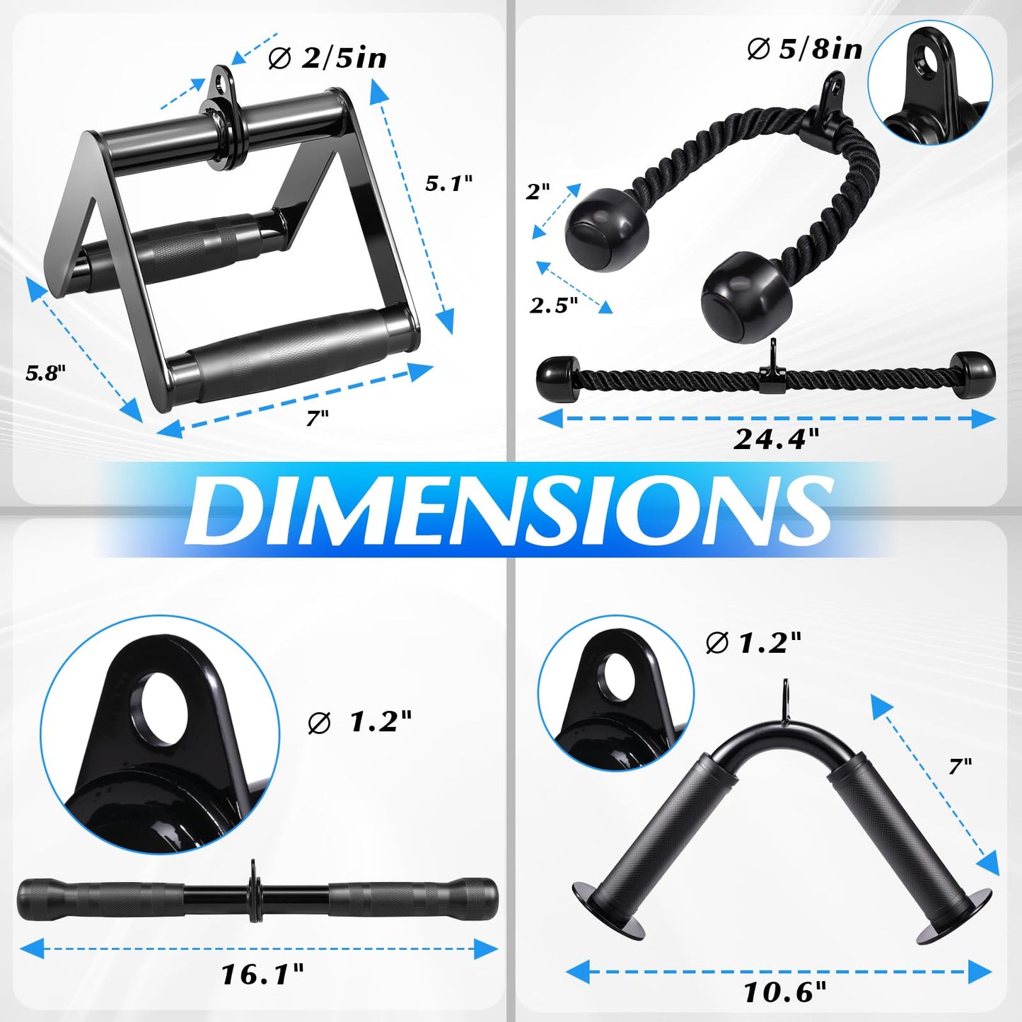 10-in-1 Cable Machine Attachments Set, LAT Pulldown Attachments Cable Accessories for Home Gym