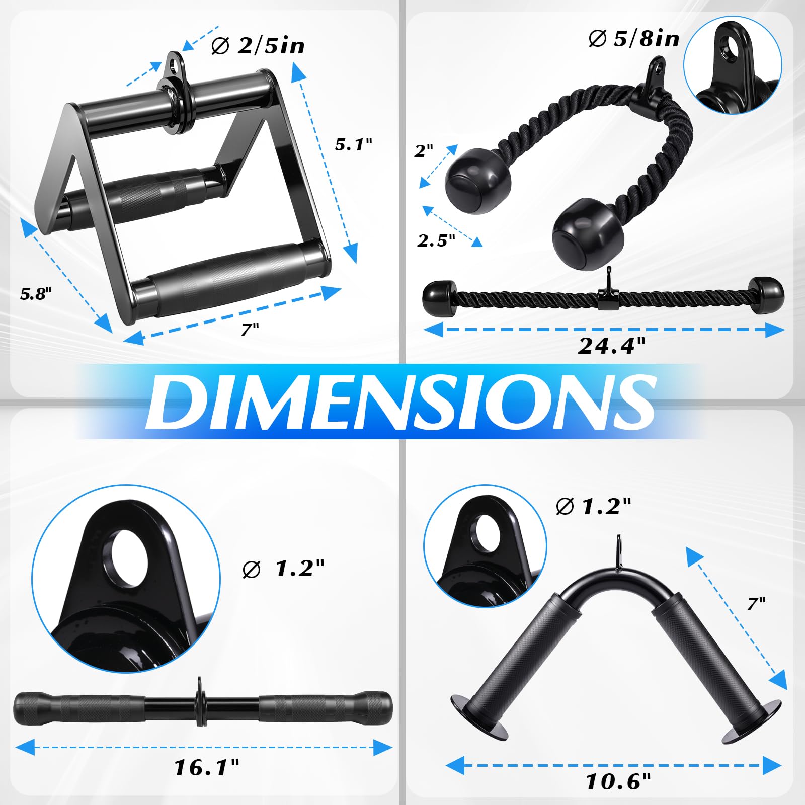 10-in-1 Cable Machine Attachments Set, LAT Pulldown Attachments Cable Accessories for Home Gym
