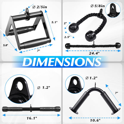 10-in-1 Cable Machine Attachments Set, LAT Pulldown Attachments Cable Accessories for Home Gym