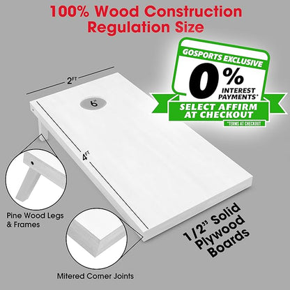 GoSports 4 ft x 2 ft Regulation Size Wooden Cornhole Boards Set - Includes Carrying Case and Over 100 Optional Bean Bag Colors