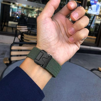 Braided Bands Compatible with Garmin Vivoactive 6/5/3/Venu 2 Plus/Forerunner 165/55/645/245 Music, 20mm Parachute Buckle Soft Stretchy Nylon Band for Garmin Venu/Sq/Sq 2/Vivomove HR Men Women