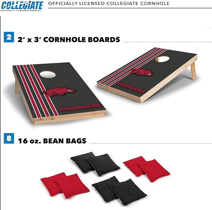 2' x 3' Solid Wood Cornhole Set with Direct Print HD Team Graphics – Great Gift for Any NCAA Fan! Bean Bag Toss Family Outdoor Games