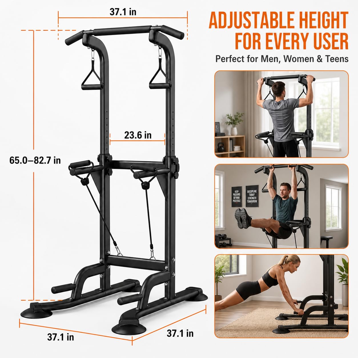 Power Tower Pull Up & Dip Station Multi-Function Home Strength Training Fitness Workout Station
