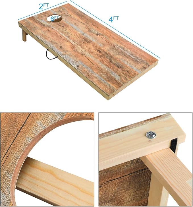 Solid Wood Premium Corn Hole Outdoor Game Set, 2 Regulation and Waterproof Cornhole Game Boards, with 8 Toss Bags, Perfect for Outdoor Indoor