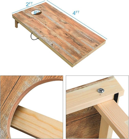 Solid Wood Premium Corn Hole Outdoor Game Set, 2 Regulation and Waterproof Cornhole Game Boards, with 8 Toss Bags, Perfect for Outdoor Indoor