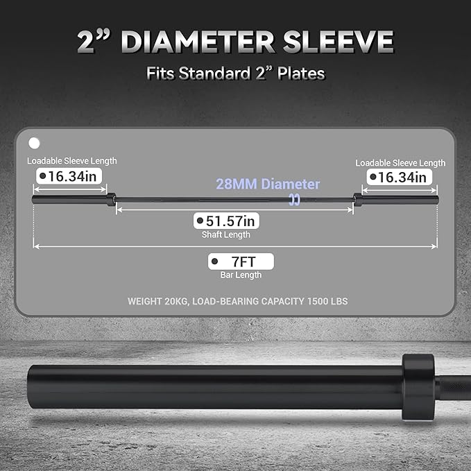 Barbell Bar for Weightlifting - 7FT Heavy Duty (1500LB/700LB), 4FT Short (500LB), 47" EZ Curl Bar - Fits 2" Standard Plates - Home Gym Strength Training