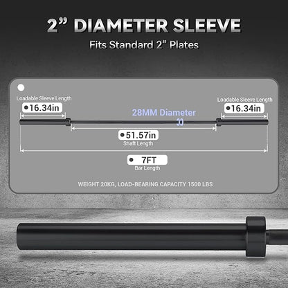 Barbell Bar for Weightlifting - 7FT Heavy Duty (1500LB/700LB), 4FT Short (500LB), 47" EZ Curl Bar - Fits 2" Standard Plates - Home Gym Strength Training