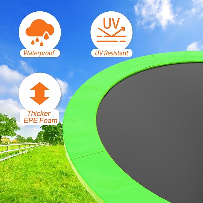 Trampoline Pad 10ft 12ft 14ft 15ft 16ft Trampoline Replacement Safety Pad, Waterproof and Tear-Resistant Safety Spring Cover Round Frame Pad, Trampoline Pad Replacement