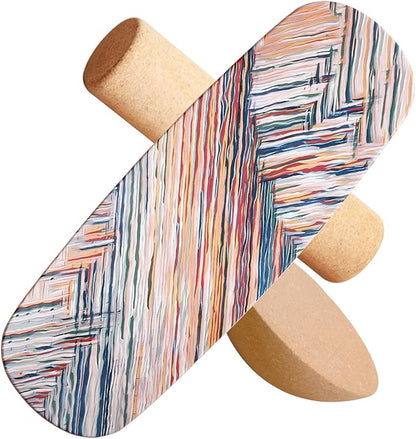 Wooden Balance Board with Cork Roller, 31.5 x 11.8 inch Board, Training Balance Trainer