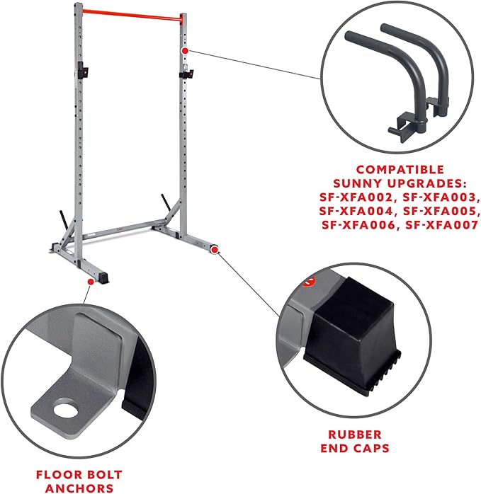 Sunny Health & Fitness Multifunctional Strength Training Home Gym ??Complete Workout Equipment with Training Attachments, Optional Squat Stand, Power Rack Cage, Adjustable Incline Bench