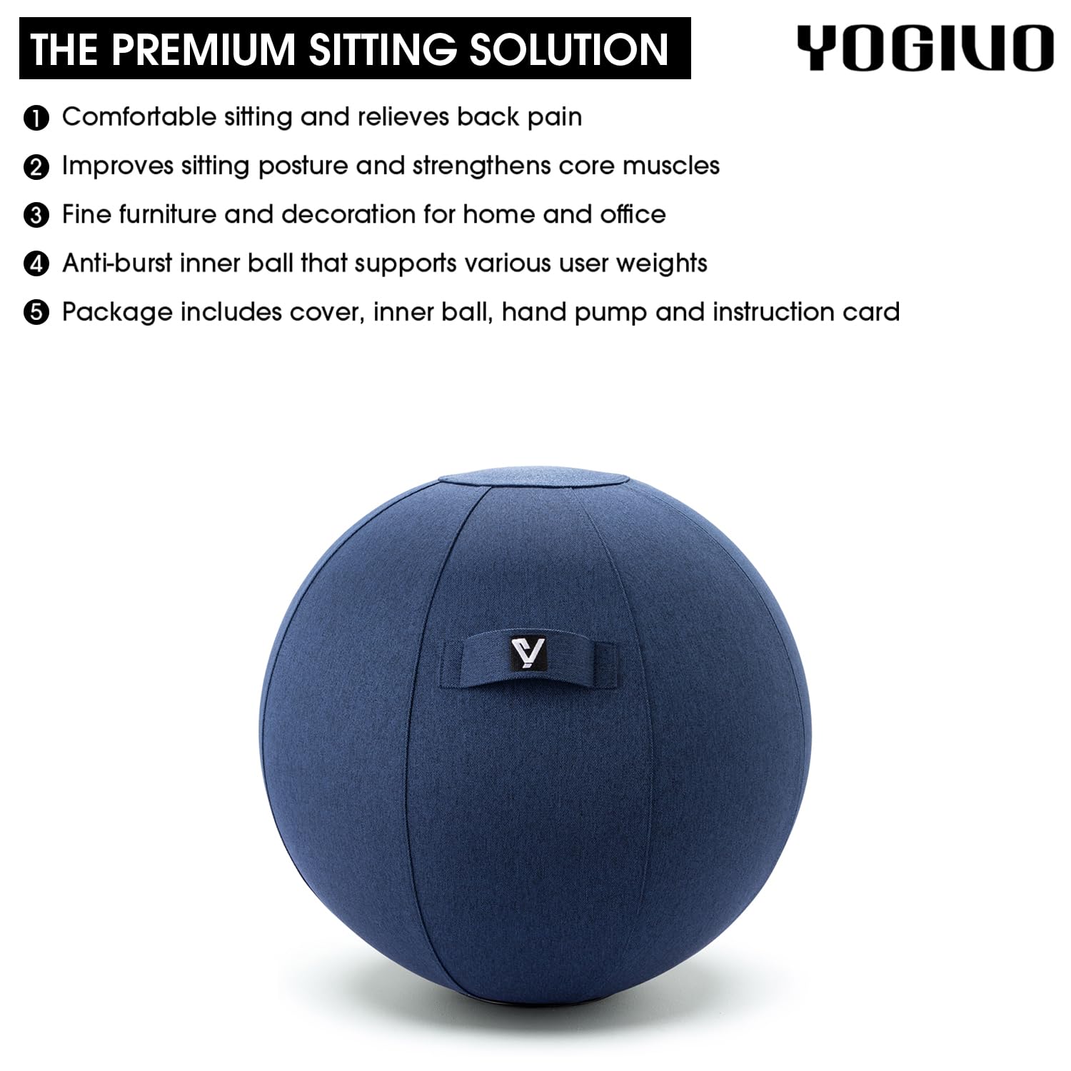 YOGIVO Sitting Ball Chair, Yoga Ball Chair Exercise Ball Chair for Home Office Desk, Stability Ball