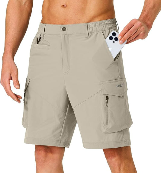 Men's Hiking Cargo Shorts Quick Dry Lightweight Travel Shorts with Multi Pockets for Fishing