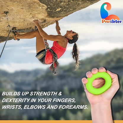 Pnrskter Hand Grip Strengthener, Finger Exerciser, Grip Strength Trainer (6 PCS),New Material,Forearm Grip Workout, Finger Stretcher, Relieve Wrist Pain, Carpal Tunnel, Trigger Finger, Mallet Finger and More.
