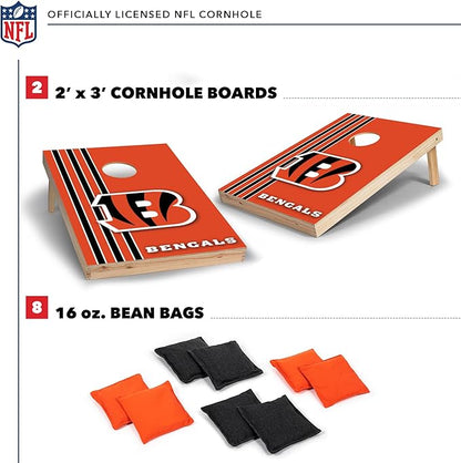 NFL 2' x 3' Solid Wood Cornhole Set with Direct Print HD Team Graphics – Great Gift for Any Football Fan! Bean Bag Toss Family Outdoor Games
