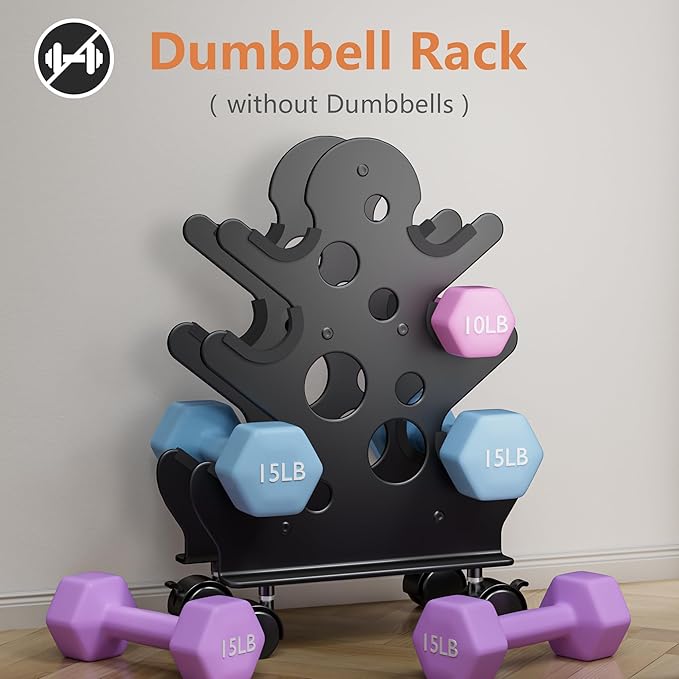 Dumbbell Rack Stand Only(Dumbbells Not Included) - Dumbbell Storage Rack with/without Wheels, Space Saver for Home Gym.