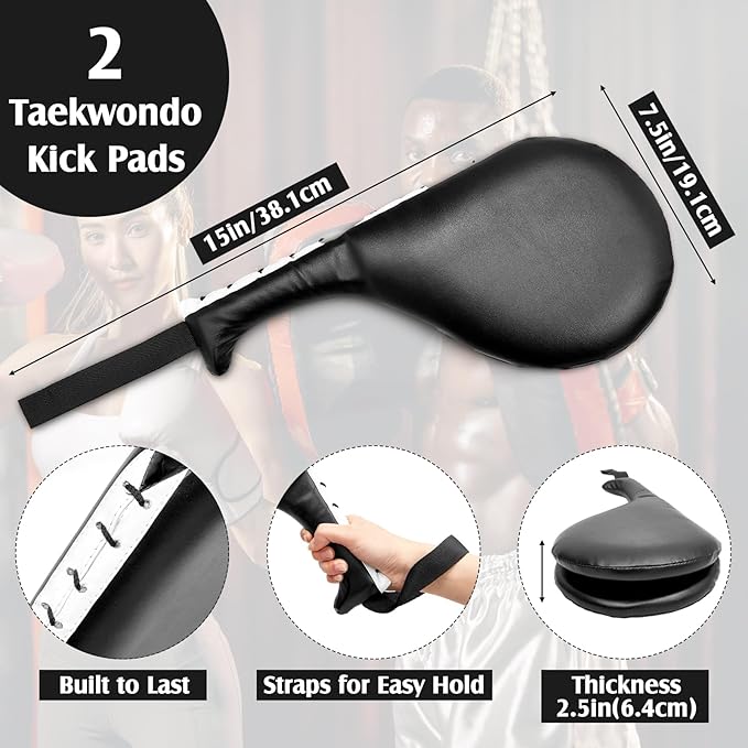 10 In1 Punching Mitts Kick Pad Set Taekwondo Pads Boxing Mitts Focus Pads Boxing Gloves Safety Head Guard Wrist Band for Kickboxing, Karate, Muay Thai, MMA Training