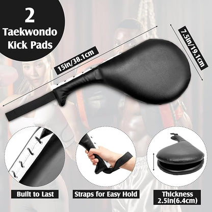 10 In1 Punching Mitts Kick Pad Set Taekwondo Pads Boxing Mitts Focus Pads Boxing Gloves Safety Head Guard Wrist Band for Kickboxing, Karate, Muay Thai, MMA Training