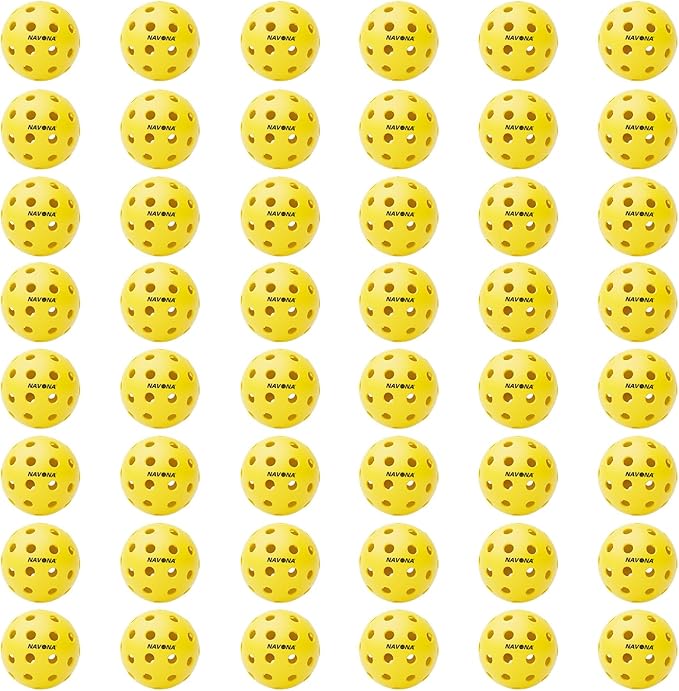 Navona 48 Pack Premium 40-Holes Yellow Outdoor Pickleball Balls, Meet USAPA Official Requirement, Perfectly Balanced, High Bounce True Flight, Durable Outdoor Pickleball Set