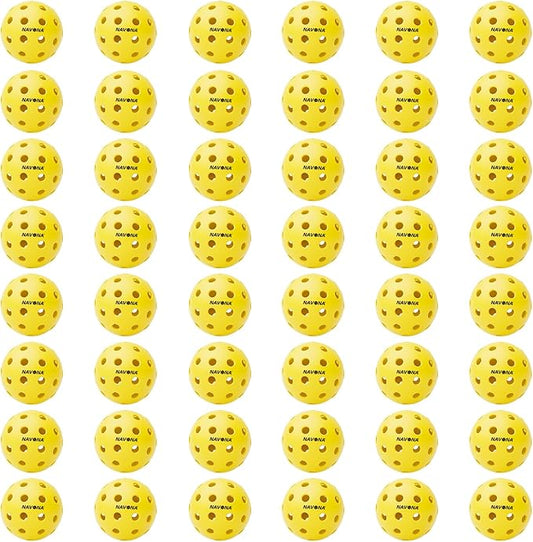 Navona 48 Pack Premium 40-Holes Yellow Outdoor Pickleball Balls, Meet USAPA Official Requirement, Perfectly Balanced, High Bounce True Flight, Durable Outdoor Pickleball Set