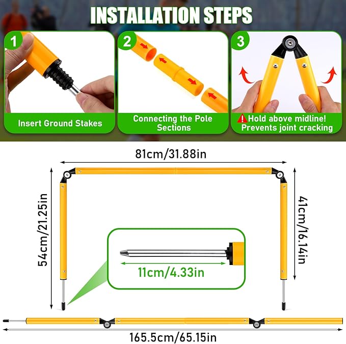 TOBWOLF 6PCS 6FT Adjustable Soccer Agility Training Poles, Detachable Sports Training Speed Sticks, Slalom Training Agility Pole Set, Outdoor Speed & Agility Turf Training Poles for Soccer Drills