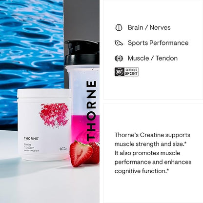 THORNE Creatine - Micronized Creatine Monohydrate Powder - Support for Muscles & Cognitive Function* - for Women & Men - Strawberry - NSF Certified for Sport - 5 g per Serving - 60 Servings