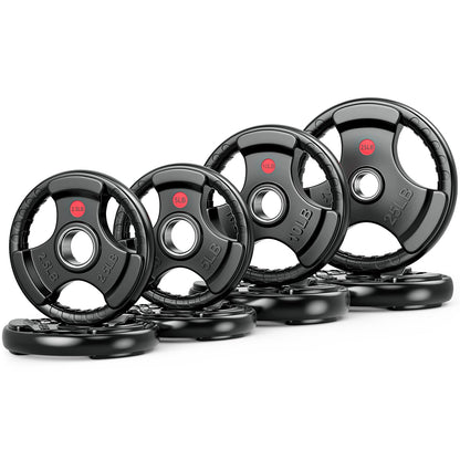 GIKPAL Olympic Weight Plates, 2-Inch Rubber Coated for Strength Training