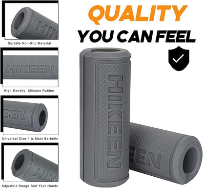 Hikeen Thick Bar Dumbbell Grips,Non Slip Hard Rubber Barbell Grips,Grips for Weight Lifting, Muscle Building-1.77", 2", 2.25" & 2.75" Outer Diameter