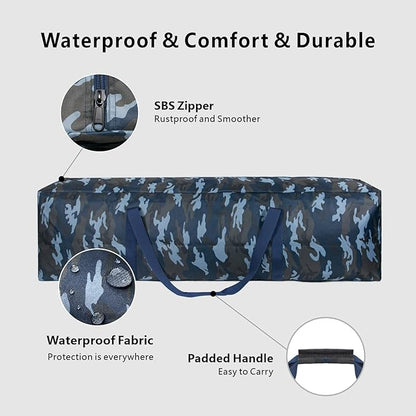 TOPDesign 46 Inch Extra Large Zippered Duffel Bag for Travel Camping Sports Equipment Storage, Waterproof Foldable Luggage Bag with Padded Handles